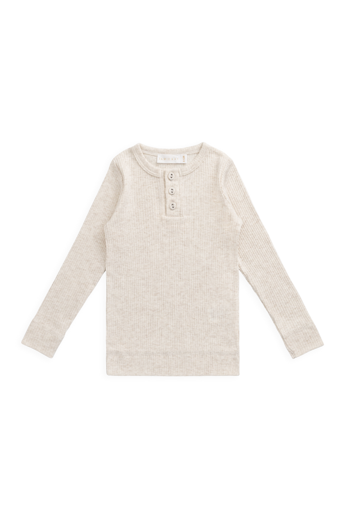 Organic Cotton Modal Long Sleeve Henley - Oatmeal Marle Childrens Top from Jamie Kay USA