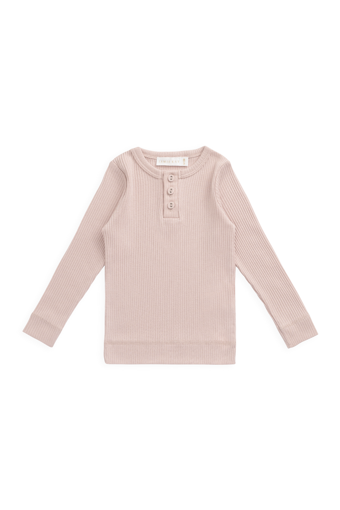 Organic Cotton Modal Long Sleeve Henley - Rose Smoke Childrens Top from Jamie Kay USA