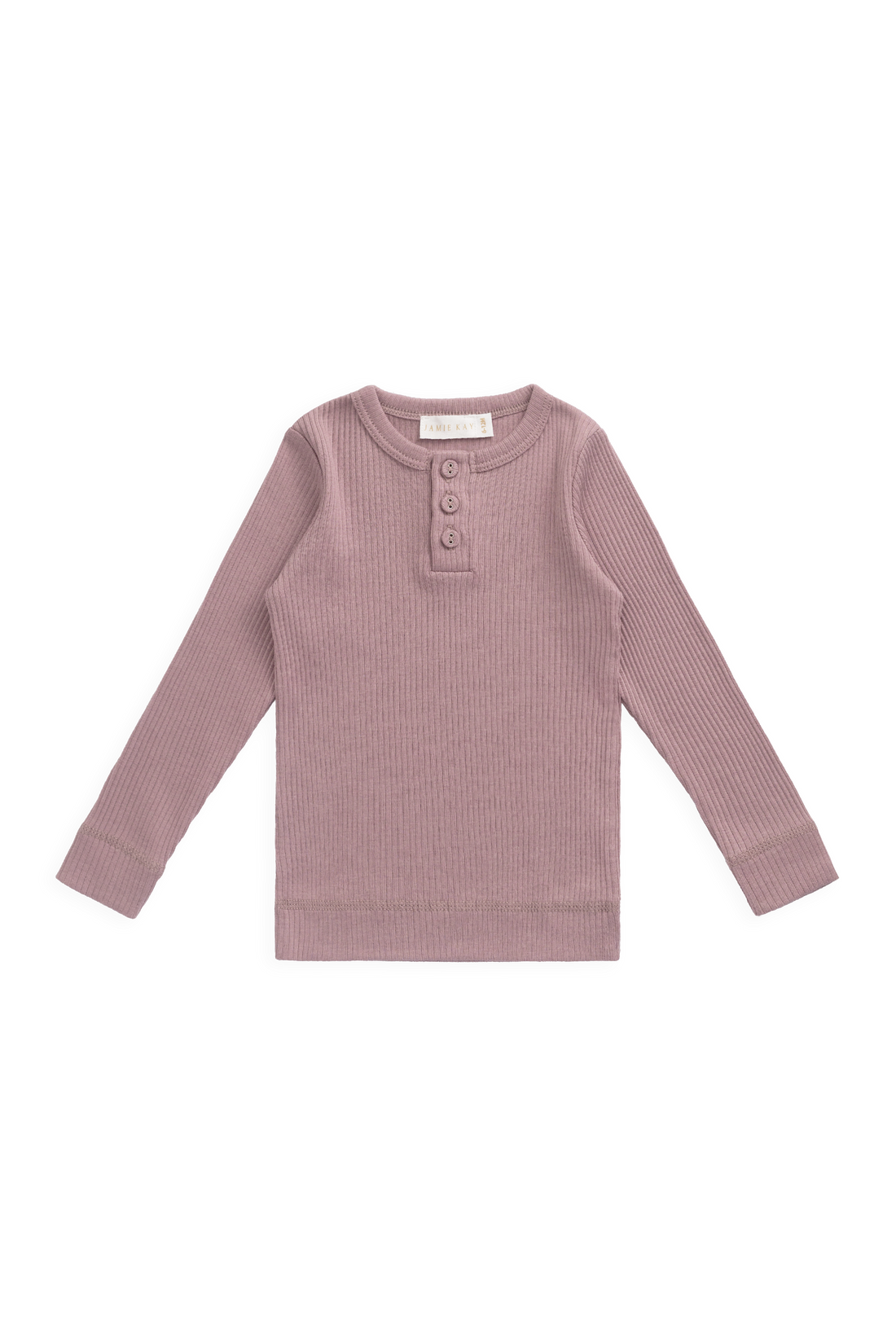 Organic Cotton Modal Long Sleeve Henley - Woodrose Childrens Top from Jamie Kay USA