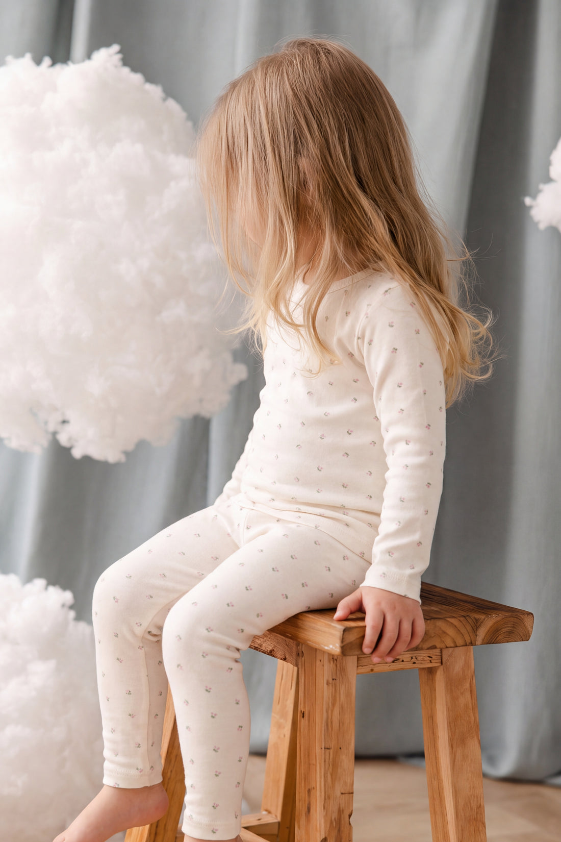 Organic Cotton Jarrah Long Sleeve Pyjama Set - Ditsy Cherries Childrens Pyjama from Jamie Kay USA