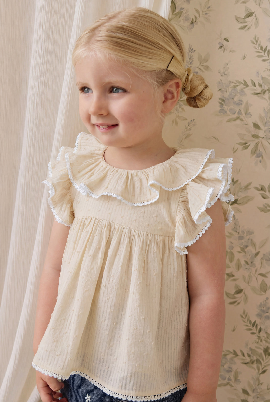 Organic Cotton Banks Blouse-Parchment Childrens Top from Jamie Kay USA