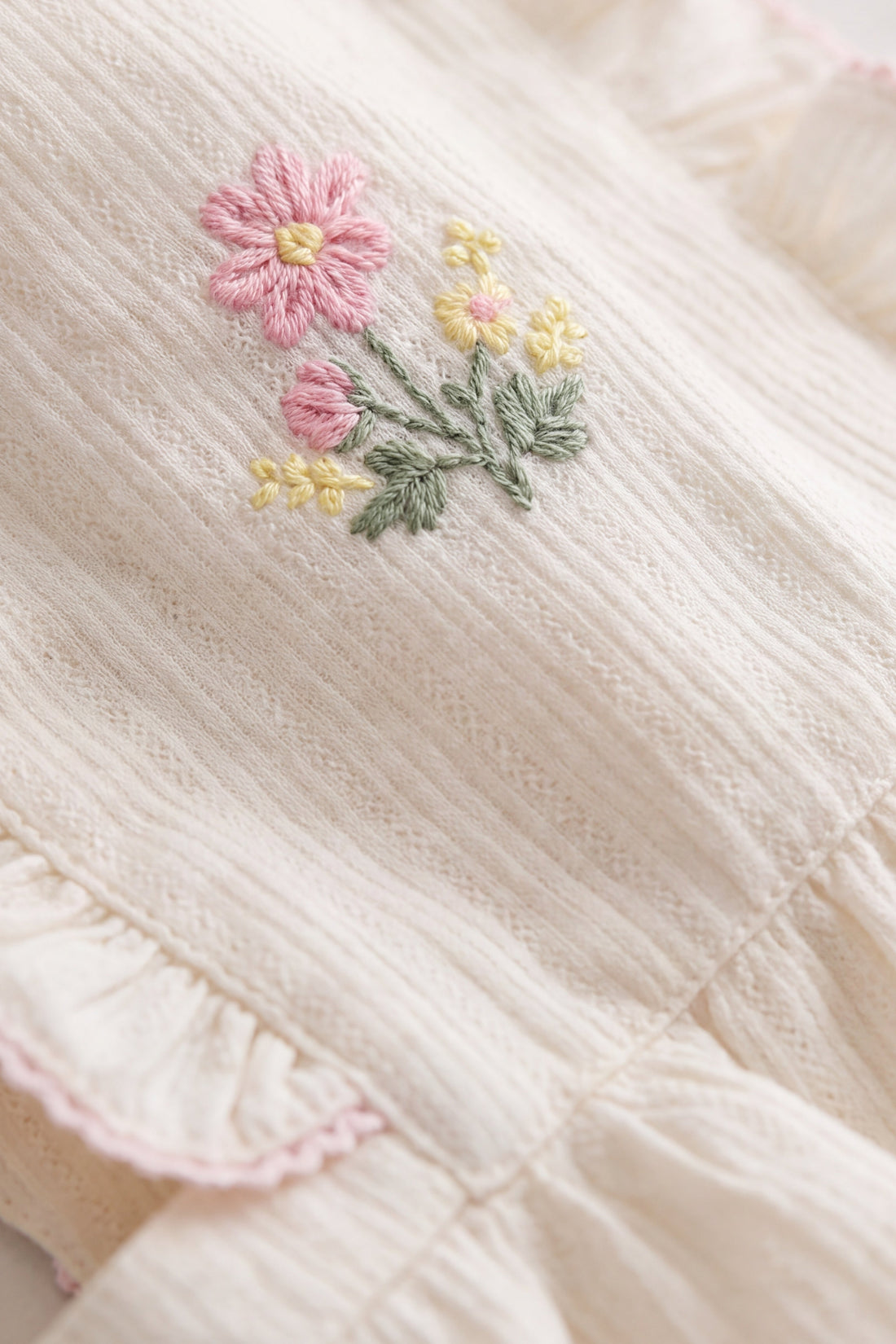 Organic Cotton Zadie Playsuit - Vanilla Embroidery Pink Childrens Playsuit from Jamie Kay USA