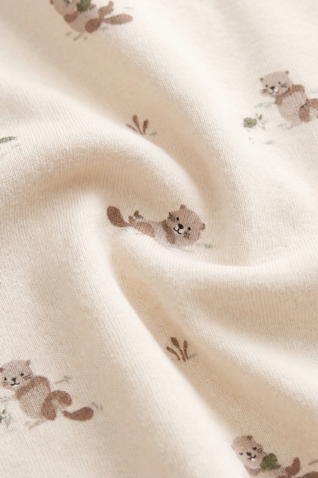 Organic Cotton Reese Zip Onepiece - Otter Buddies Tofu Childrens Onepiece from Jamie Kay USA
