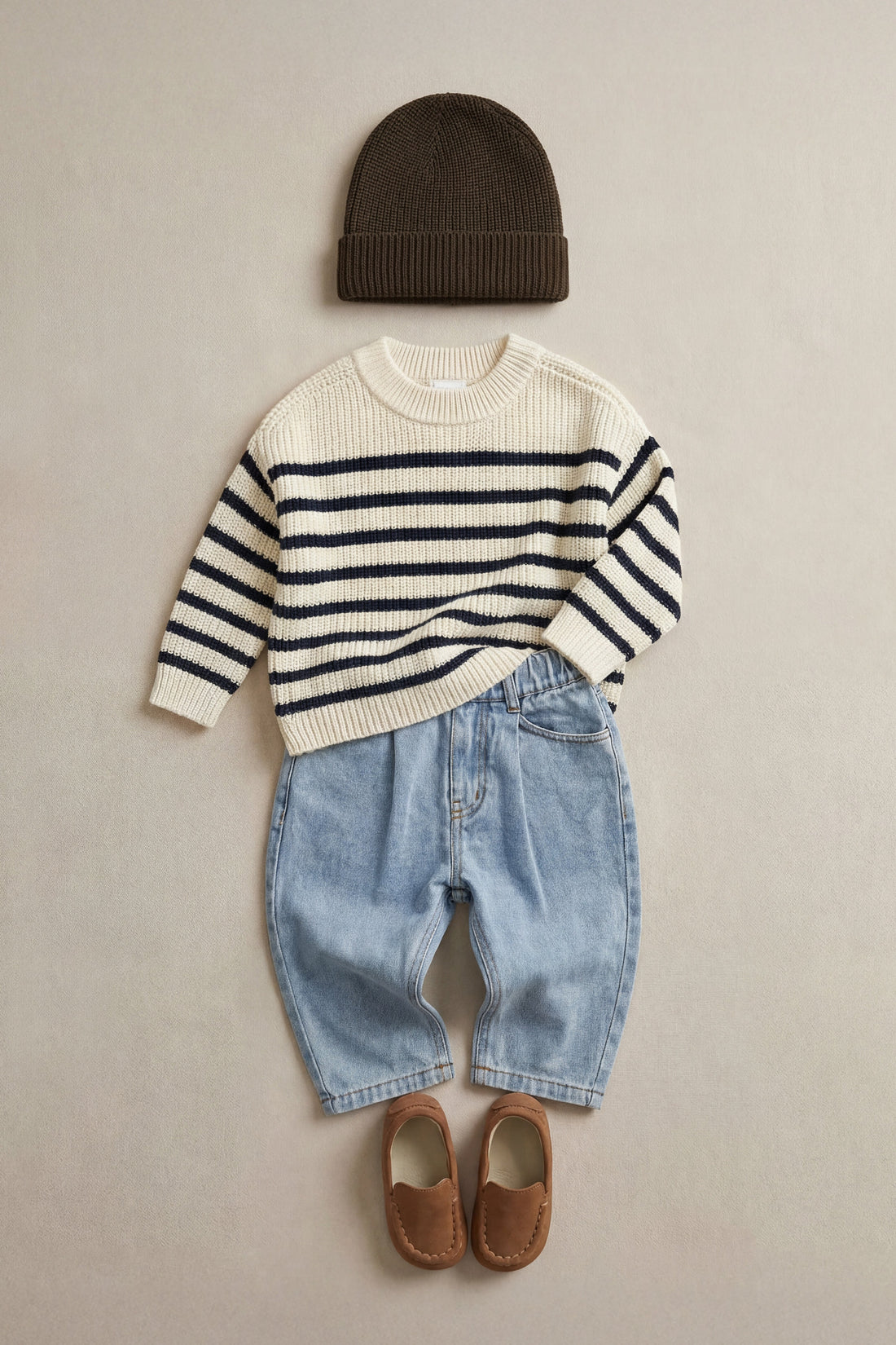 Lawrence Knit Jumper - Lawrence Stripe Cloud/Eclipse Childrens Jumper from Jamie Kay USA