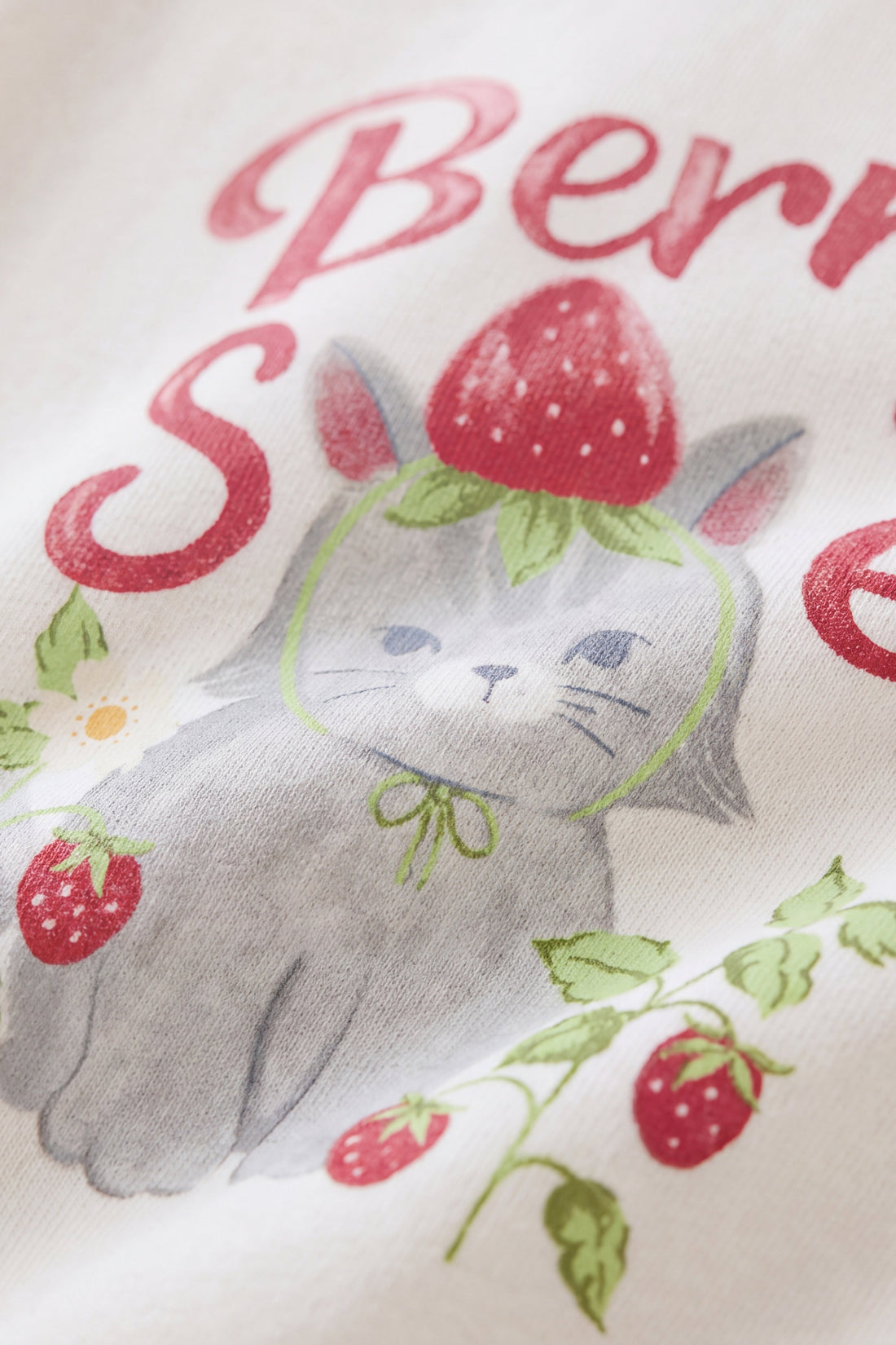 Organic Cotton Rhea Sweatshirt - Berry Cat Egret Childrens Sweatshirt from Jamie Kay USA