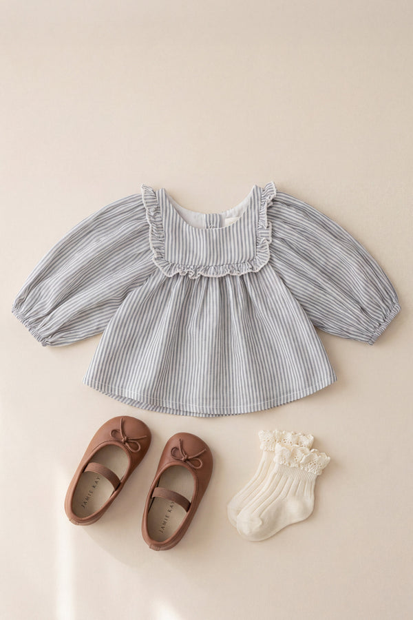 Organic Cotton Hartlen Blouse - Harbour Stripe Childrens Top from Jamie Kay USA