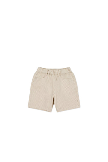 Kingsley Short - Fine Stripe Biscuit/Cloud Childrens Short from Jamie Kay USA