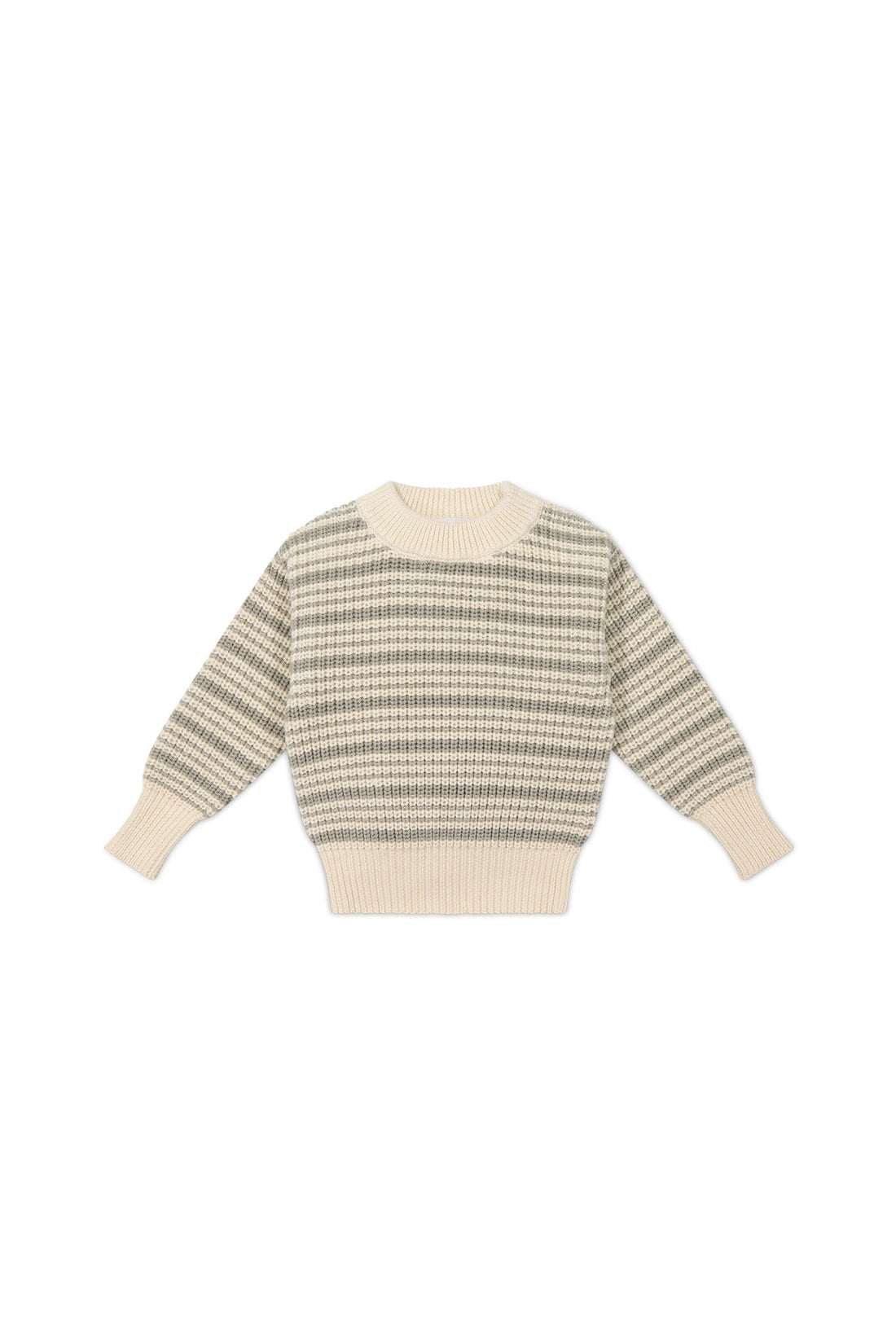 Leon Jumper - Harvest Stripe Moss/Cassava Childrens Jumper from Jamie Kay USA