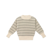 Leon Jumper - Harvest Stripe Moss/Cassava Childrens Jumper from Jamie Kay USA