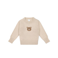 Leon Jumper - Oatmeal Marle Jacquard Bobbie Bear Childrens Jumper from Jamie Kay USA