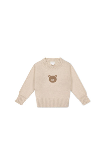 Leon Jumper - Oatmeal Marle Jacquard Bobbie Bear Childrens Jumper from Jamie Kay USA