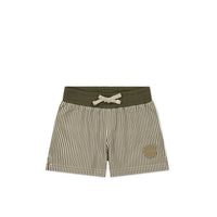 Noah Short - Fine Vertical Stripe Dark Olive Childrens Short from Jamie Kay USA