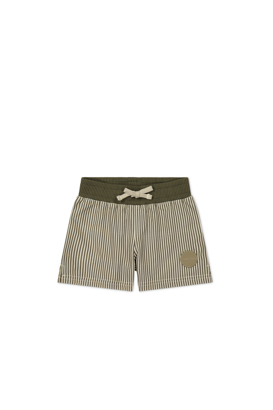 Noah Short - Fine Vertical Stripe Dark Olive Childrens Short from Jamie Kay USA