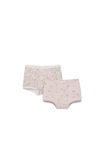 Organic Cotton 2PK Girls Shortie - Fifi Floral/Meredith Violet Childrens Underwear from Jamie Kay USA