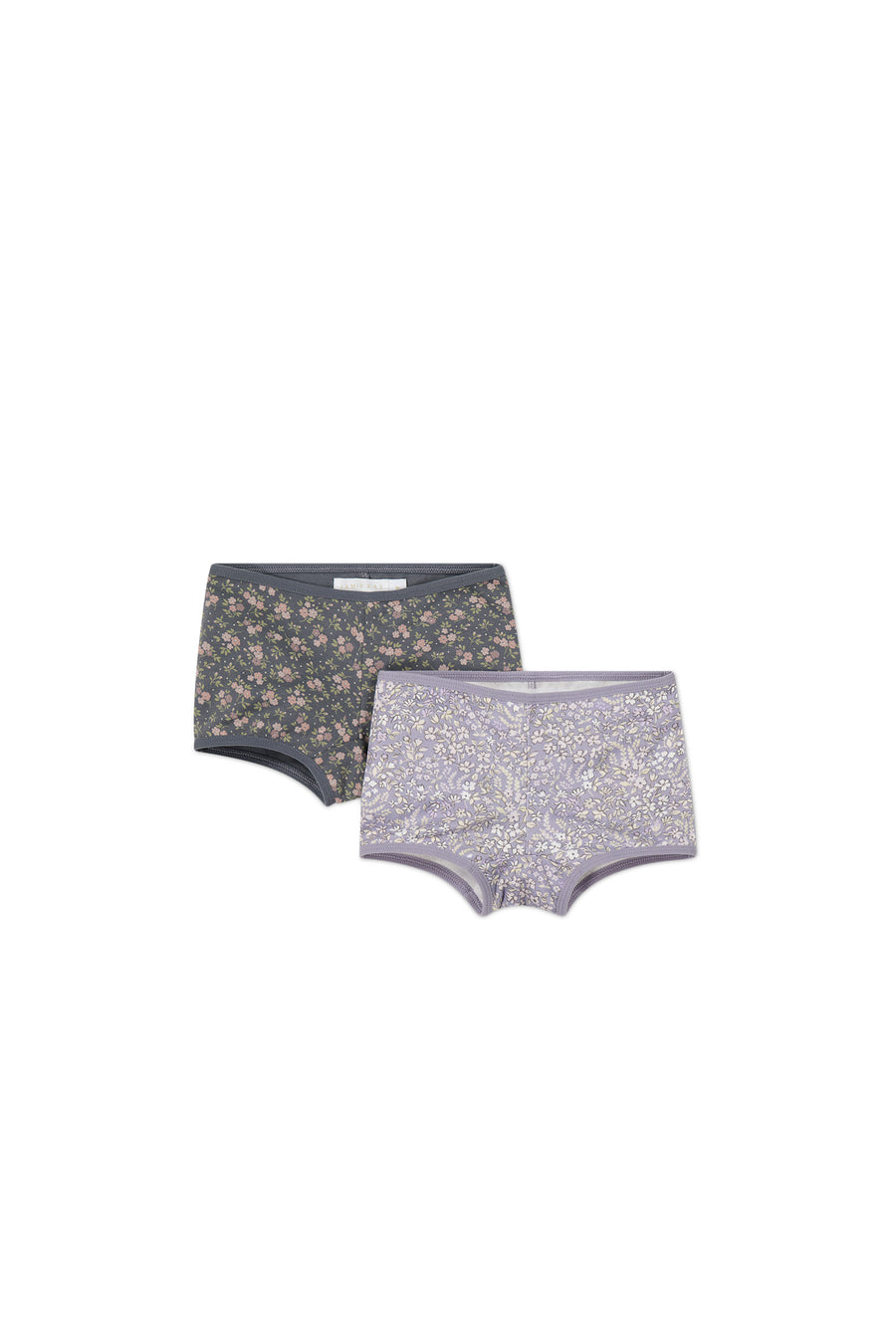 Organic Cotton 2PK Girls Shortie - April Lilac/Rosalie Floral Lava Childrens Underwear from Jamie Kay USA