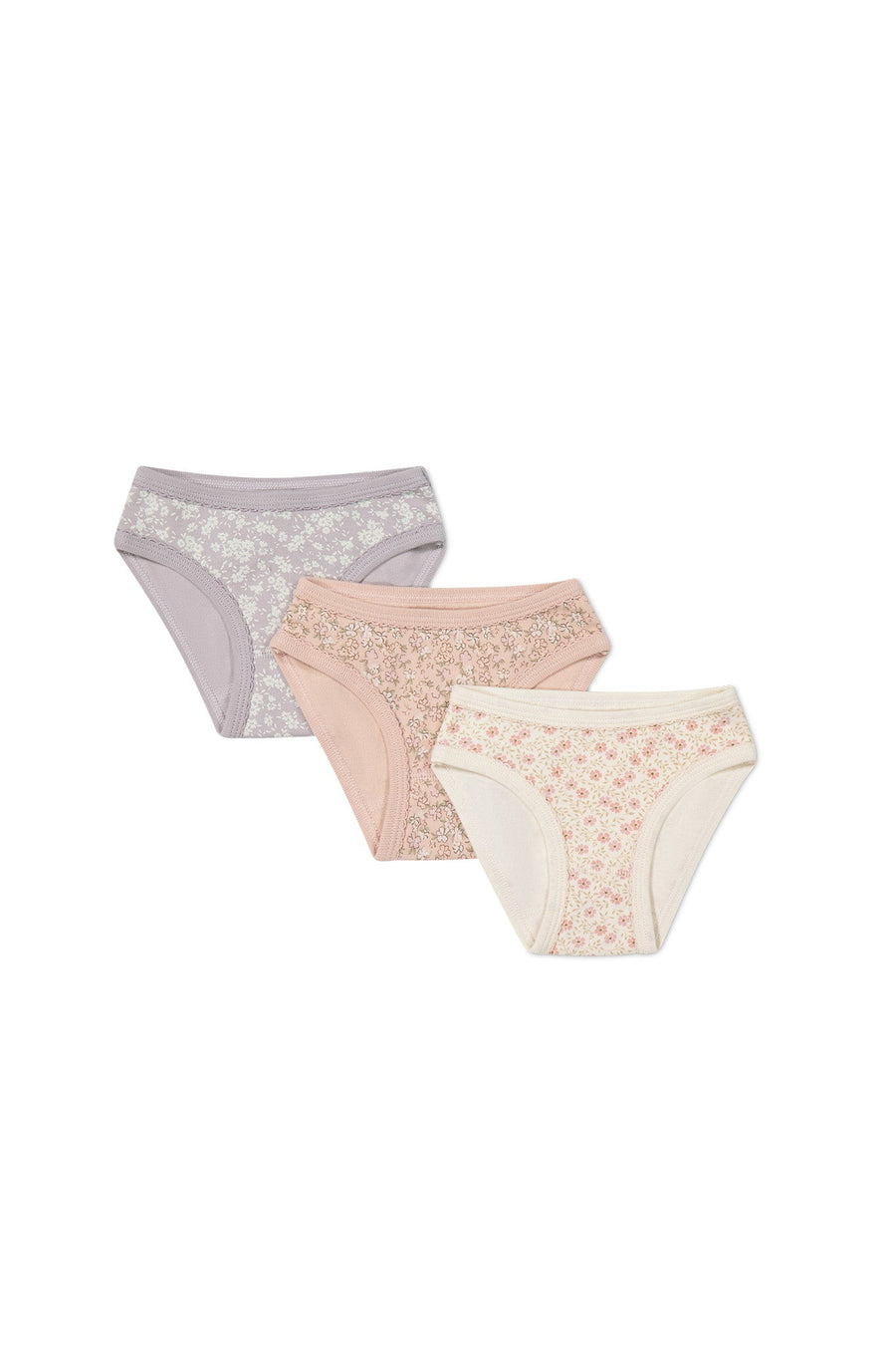 Organic Cotton 3PK Girls Brief - Amber Rose/Emmy Egret/Sadie Luna Childrens Underwear from Jamie Kay USA