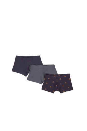 Organic Cotton 3PK Trunk - Lava/Constellation/Fox Cubs Constellation Childrens Underwear from Jamie Kay USA