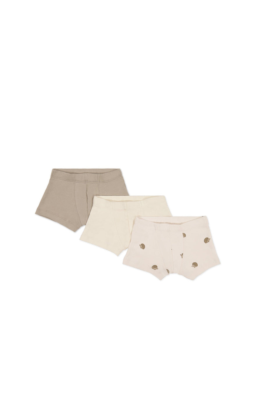 Organic Cotton 3PK Trunk - Soft Clay/Mouse/Henry Hedgehog Shell Childrens Underwear from Jamie Kay USA