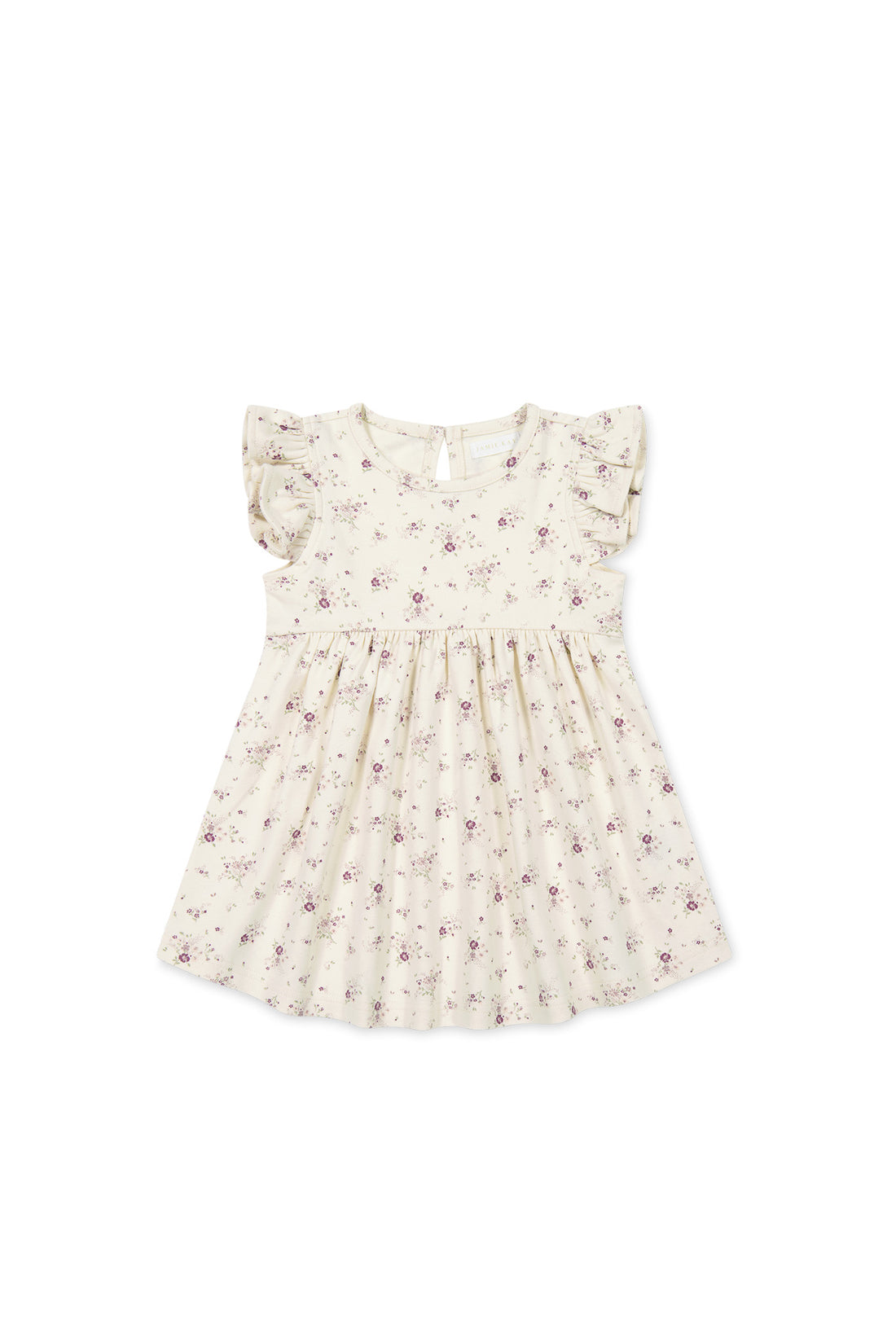 Organic Cotton Ada Dress - Sweet William Floral Natural Childrens Dress from Jamie Kay USA