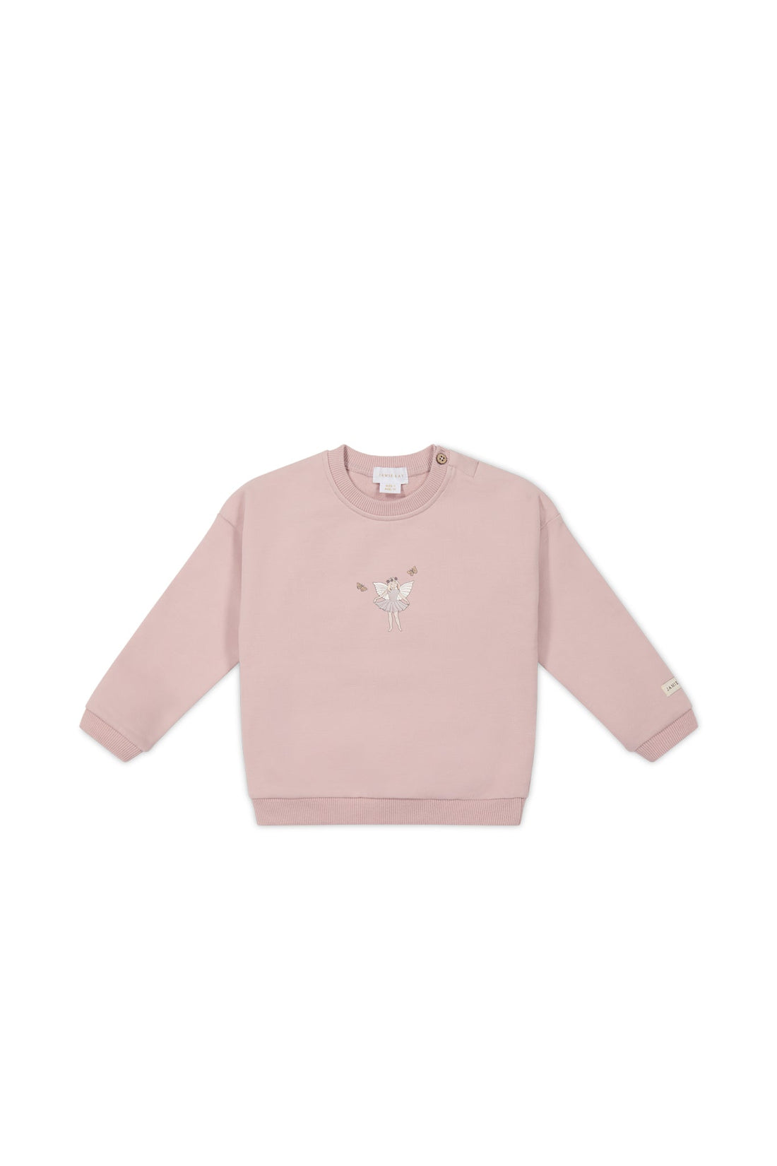 Organic Cotton Bobbie Sweatshirt - Shell Pink Fairy Childrens Top from Jamie Kay USA