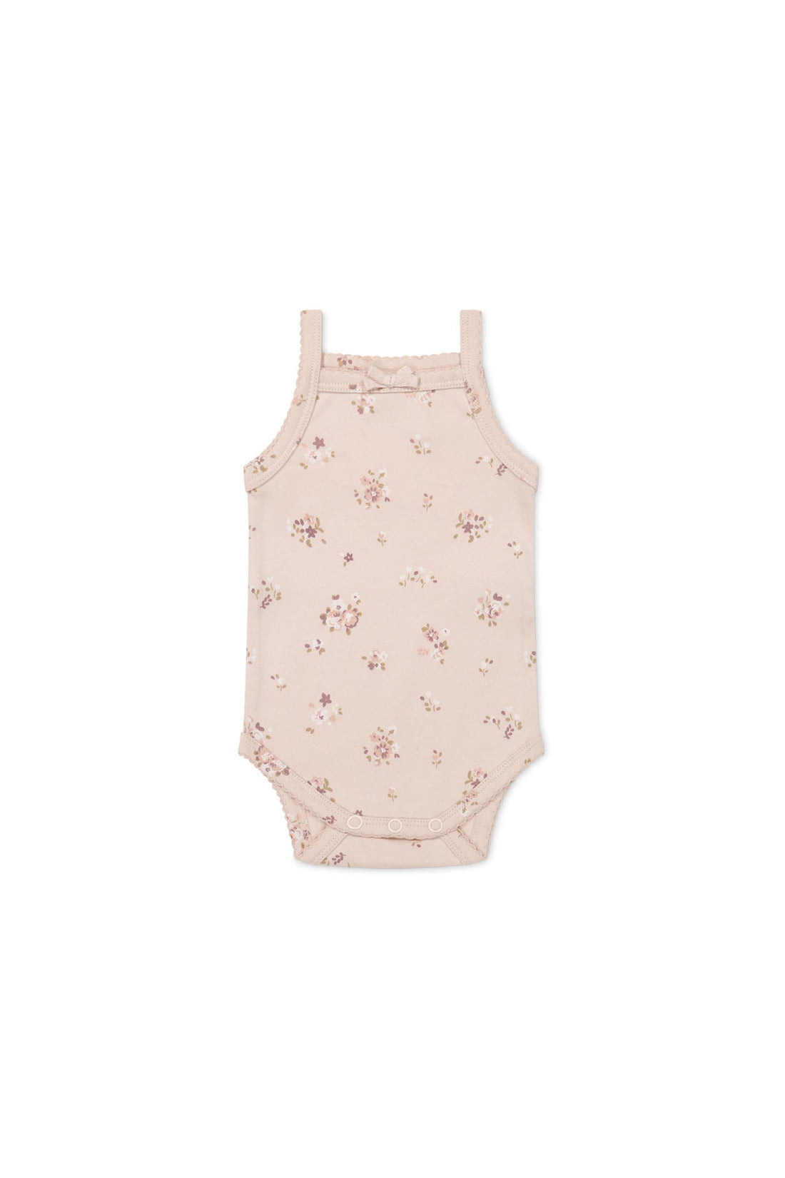 Organic Cotton Bridget Singlet Bodysuit - Petite Fleur Soft Peony Childrens Bodysuit from Jamie Kay USA