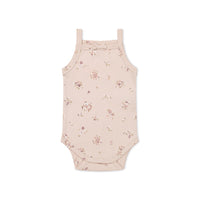 Organic Cotton Bridget Singlet Bodysuit - Petite Fleur Soft Peony Childrens Bodysuit from Jamie Kay USA