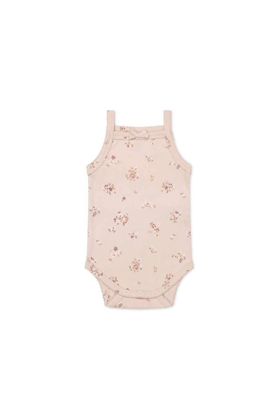 Organic Cotton Bridget Singlet Bodysuit - Petite Fleur Soft Peony Childrens Bodysuit from Jamie Kay USA