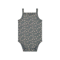 Organic Cotton Bridget Singlet Bodysuit - Rosalie Floral Lava Childrens Singlet Bodysuit from Jamie Kay USA