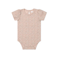 Organic Cotton Cap Sleeve Bodysuit - Amber Rose Childrens Bodysuit from Jamie Kay USA