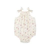 Organic Cotton Cassie Playsuit - Sweet William Floral Natural Childrens Playsuit from Jamie Kay USA