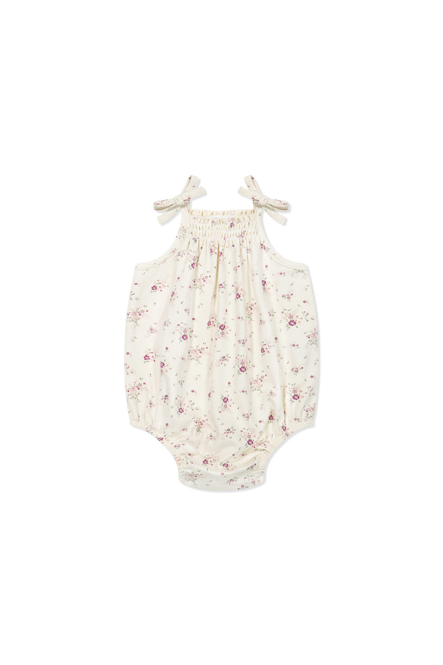 Organic Cotton Cassie Playsuit - Sweet William Floral Natural Childrens Playsuit from Jamie Kay USA