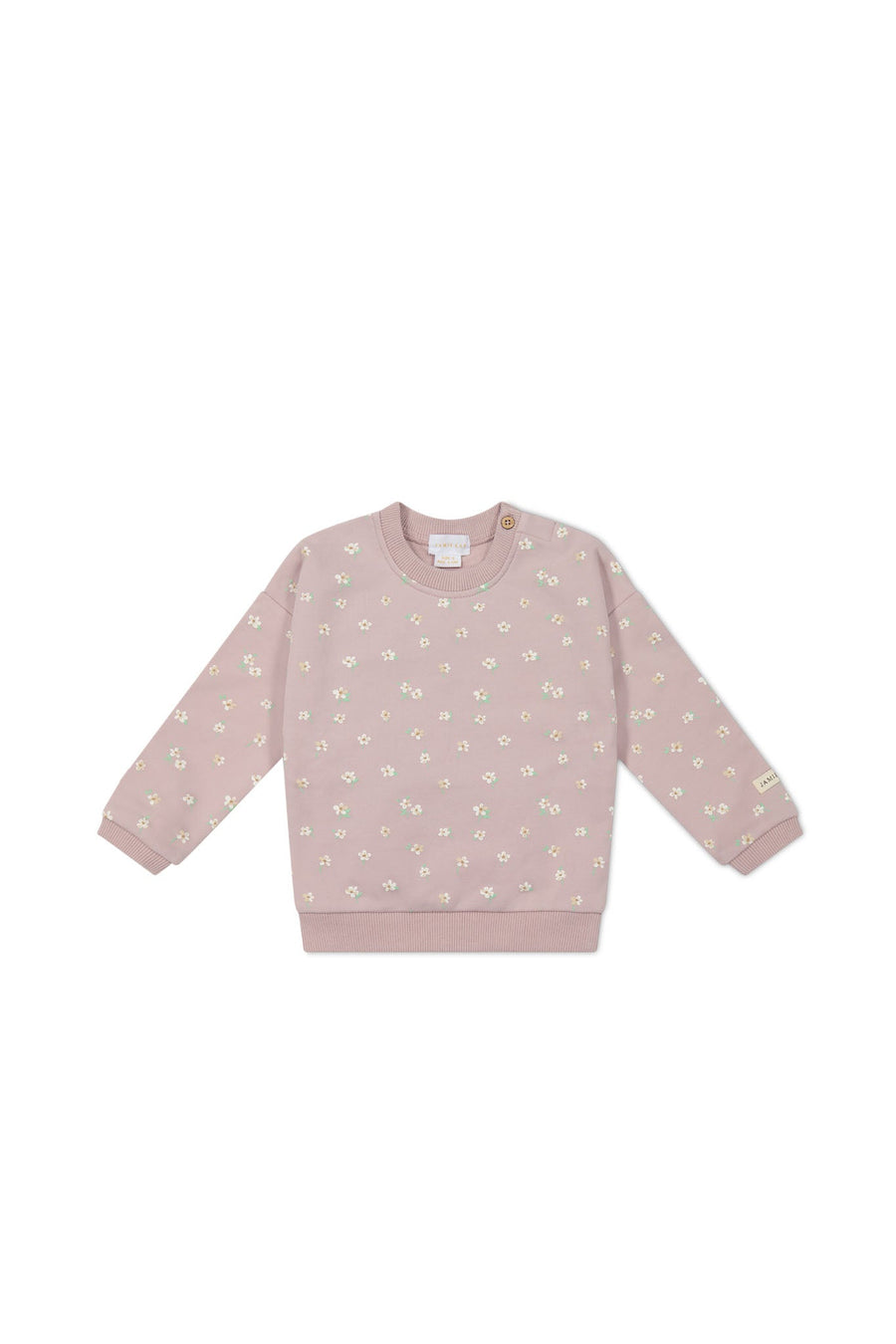 Organic Cotton Damien Sweatshirt - Simple Flowers Lilac Childrens Sweatshirting from Jamie Kay USA