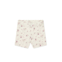 Organic Cotton Everyday Bike Short - Sweet William Floral Natural Childrens Short from Jamie Kay USA