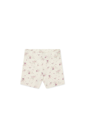 Organic Cotton Everyday Bike Short - Sweet William Floral Natural Childrens Short from Jamie Kay USA