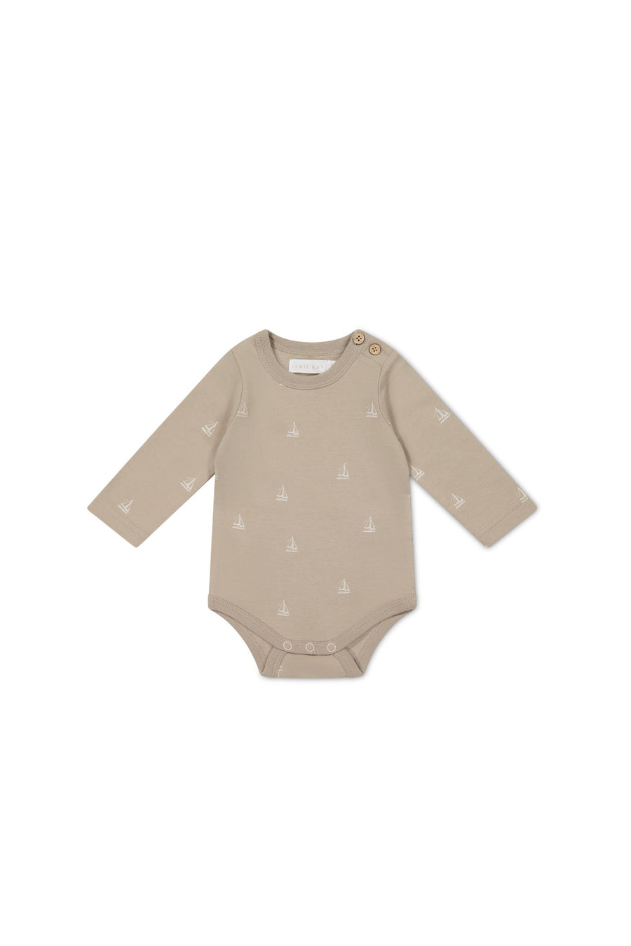 Organic Cotton Fernley Bodysuit - Set Sail Vintage Taupe Childrens Bodysuit from Jamie Kay USA