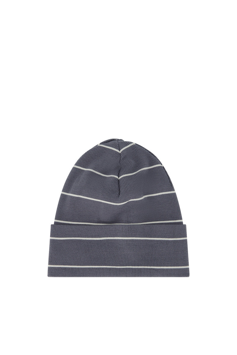 Organic Cotton Fine Rib Beanie - Gracelyn Stripe Lava/Cloud Childrens Beanie from Jamie Kay USA