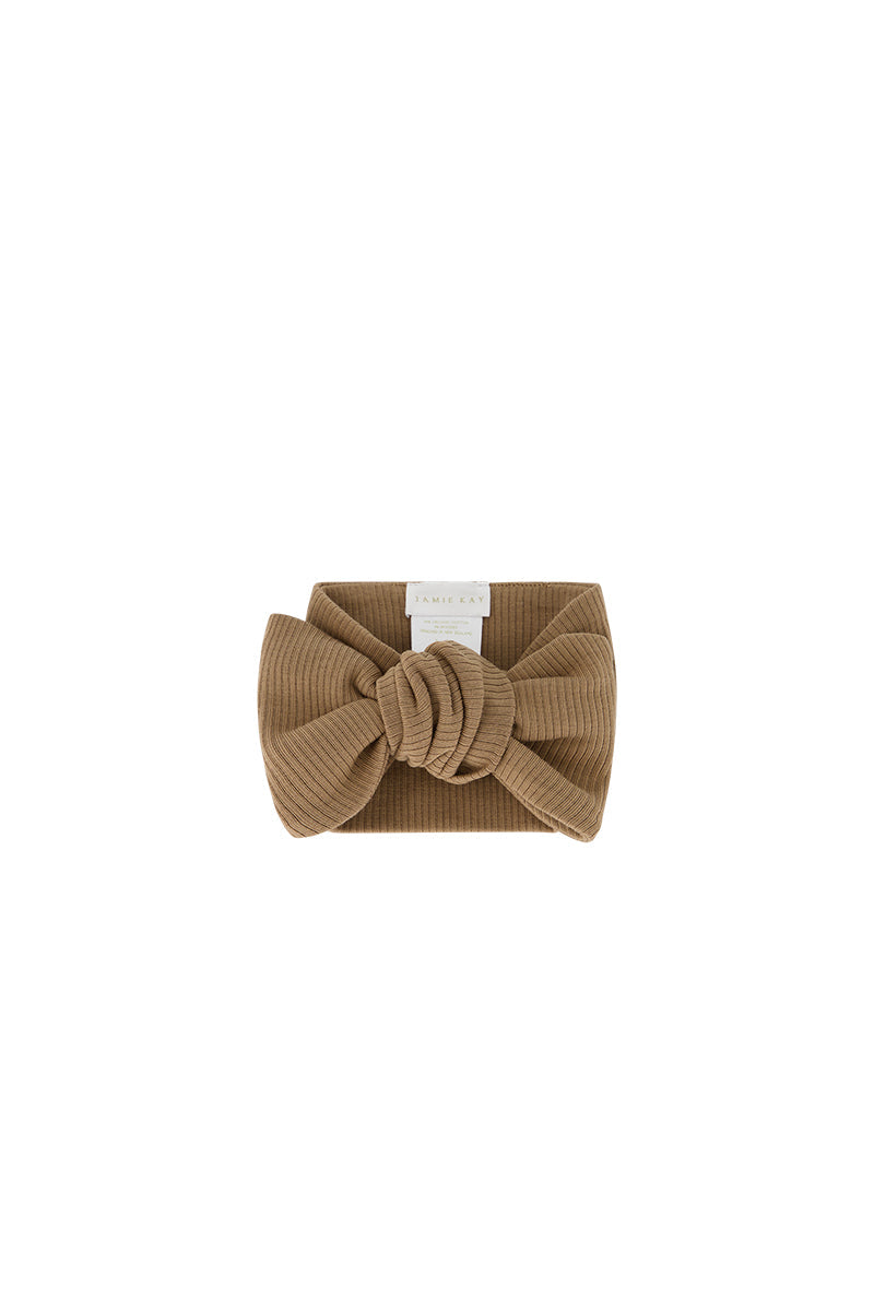 Organic Cotton Fine Rib Headband - Caramel Childrens Headband from Jamie Kay USA