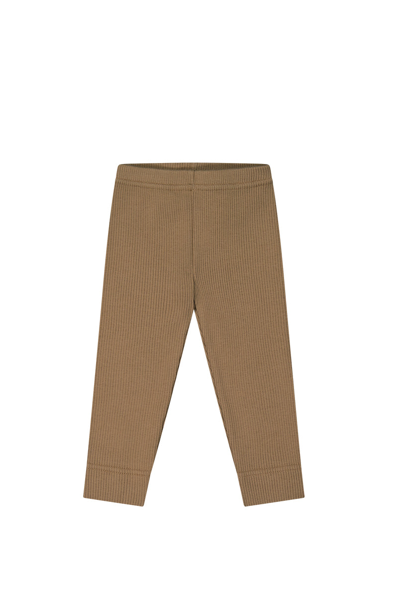 Organic Cotton Fine Rib Legging - Caramel Childrens Legging from Jamie Kay USA