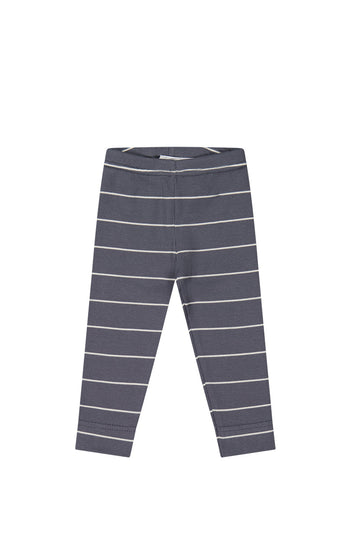 Organic Cotton Fine Rib Legging - Gracelyn Stripe Lava/Cloud Childrens Legging from Jamie Kay USA