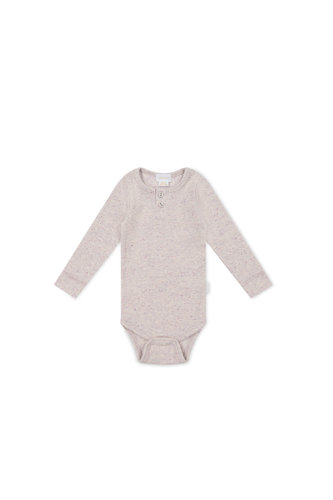 Organic Cotton Fine Rib Long Sleeve Bodysuit - Lavender Fleck Childrens Bodysuit from Jamie Kay USA