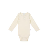 Organic Cotton Fine Rib Long Sleeve Bodysuit - Lily Fleck Childrens Bodysuit from Jamie Kay USA