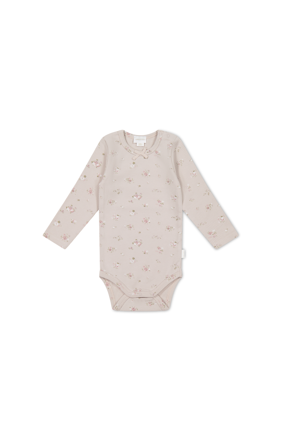 Organic Cotton Fine Rib Long Sleeve Bodysuit - Petite Fleur Violet Childrens Bodysuit from Jamie Kay USA