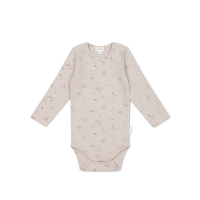 Organic Cotton Fine Rib Long Sleeve Bodysuit - Petite Fleur Violet Childrens Bodysuit from Jamie Kay USA