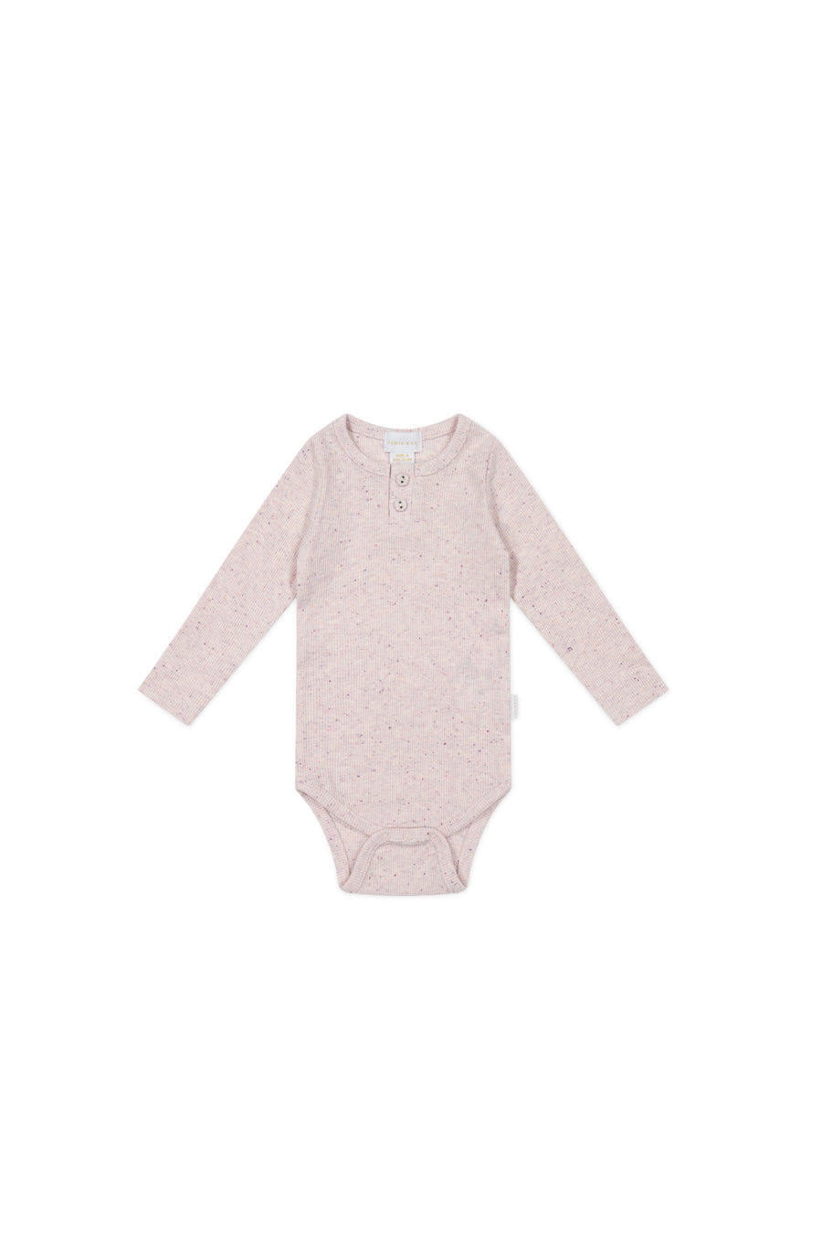 Organic Cotton Fine Rib Long Sleeve Bodysuit - Tulip Fleck Childrens Bodysuit from Jamie Kay USA