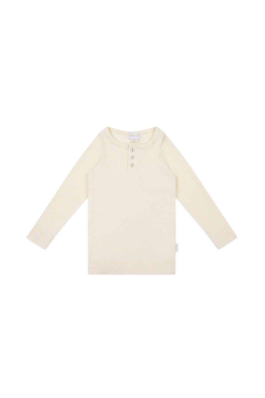 Organic Cotton Fine Rib Long Sleeve Henley - Lily Fleck Childrens Top from Jamie Kay USA