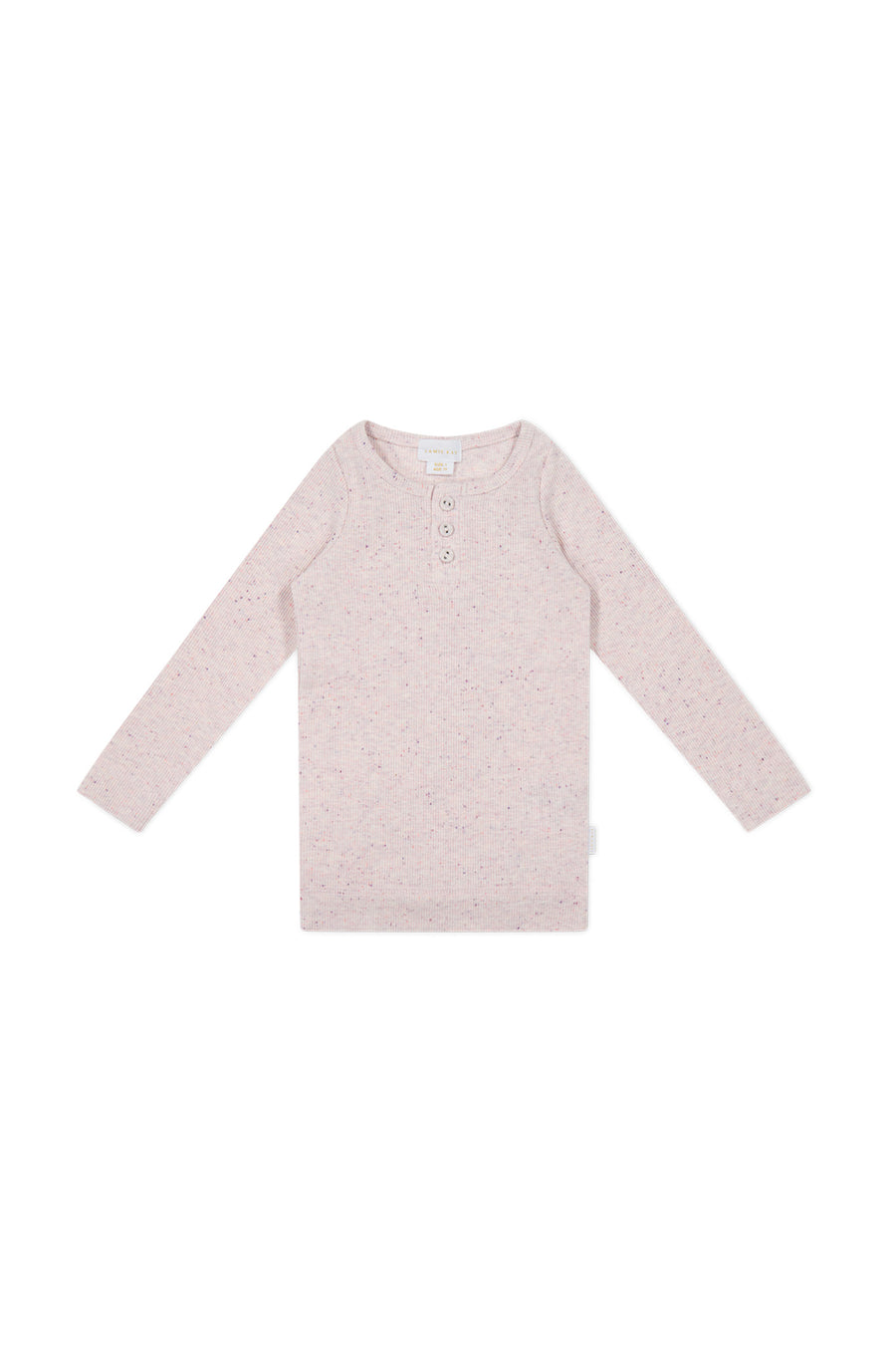 Organic Cotton Fine Rib Long Sleeve Henley - Tulip Fleck Childrens Top from Jamie Kay USA