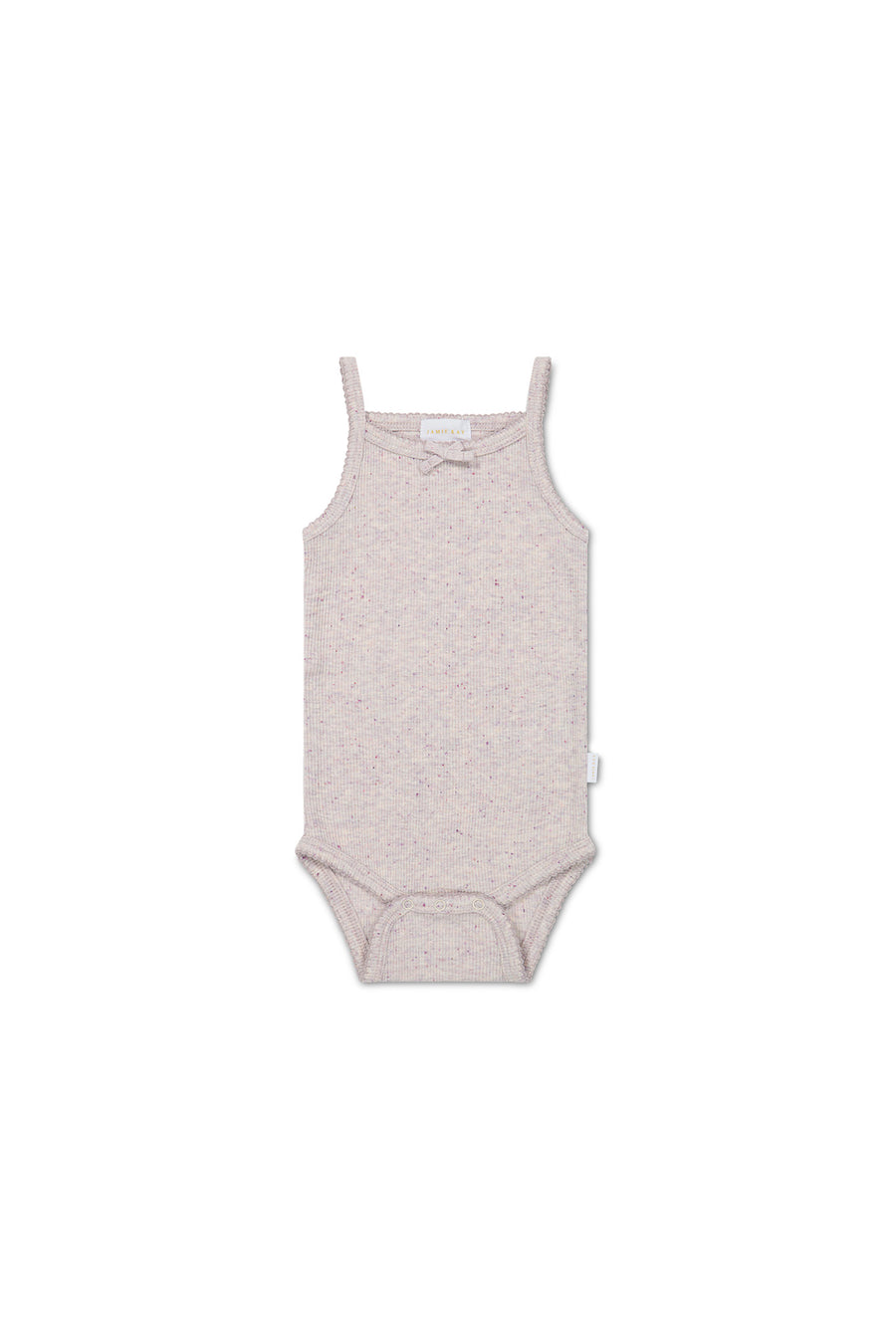 Organic Cotton Fine Rib Singlet Bodysuit - Lavender Fleck Childrens Bodysuit from Jamie Kay USA