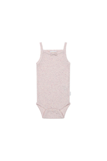 Organic Cotton Fine Rib Singlet Bodysuit - Tulip Fleck Childrens Bodysuit from Jamie Kay USA