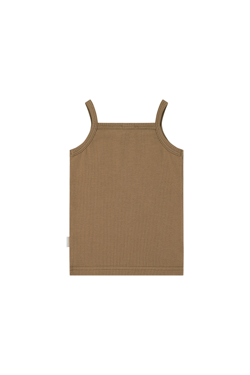 Organic Cotton Fine Rib Singlet - Caramel Childrens Singlet from Jamie Kay USA