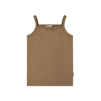 Organic Cotton Fine Rib Singlet - Caramel Childrens Singlet from Jamie Kay USA